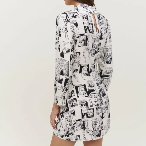 Reformation Rocco Dress in Newsprint size 0 NWT - Picture 5 of 12